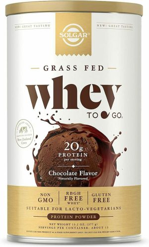 Solgar Grass Fed Whey To Go Whey Protein Powder Chocolate 377g